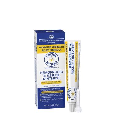 Doctor Butler's Hemorrhoid & Fissure Ointment - Hemorrhoid Treatment with Lidocaine, Aloe Vera, Amino Acids, Essential Oils, Fast Acting Hemorrhoid Cream for Itching, Swelling and Maximum Pain Relief A - 1 oz. Tube