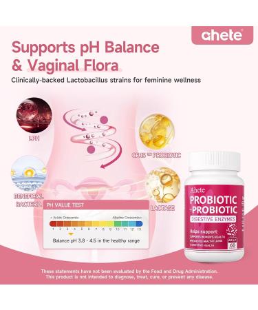 Ahete Women Probiotic Organic Probiotic for PH Balance Digestive Health Women s Health Immune System Vaginal Health 180 Capsules 90 Days Supply - Buy Online on GoSupps.com