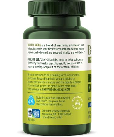 Banyan Botanicals Healthy Kapha Organic Herbal Tablets for Balancing Kapha Dosha Warming & Invigorating* 90 Tablets Non-GMO Sustainably Sourced Vegan - Buy Online on GoSupps.com