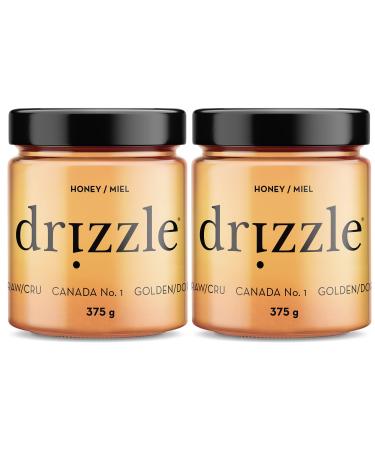 Drizzle Golden Raw Honey - Unfiltered and Unprocessed - Rich in Nutrients and Beneficial Enzymes - Notes of Dandelion Mint and Caramel - 100% Raw Pure Honey - Gluten-Free Paleo-Friendly (Pack of 2) 375g Golden Raw 375 g (Pack of 2)