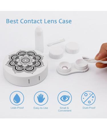 Mandala Flower Round Contact Lens Case | Portable Lens Holder with Mirror | Cute Storage Box for Travel - Buy Online on GoSupps.com