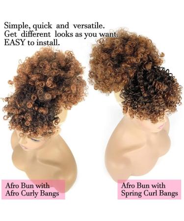 Afro Puff Drawstring Ponytail with 2 Bangs Afro High Puff Bun with Spring Curl Bangs and Afro Puff Bangs Clip in Hairpieces Pineapple Updo Ponytail with Bangs(T1B/30) 1 ponytail+ 2 bangs T1B/30 - Buy Online on GoSupps.com