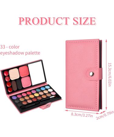Kioiner 33 Colors Makeup Palette Kit for Girls Women Include Eyeshadow Lipstick Shading Powder Portable Wallet Cosmetic Make up Palette with Mirror and Brushes for Daily Use - Buy Online on GoSupps.com