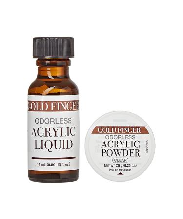 GoldFinger Odorless Acrylic Nails Kit Professional Acrylic Liquid 0.5fl.oz. and Powder 0.25oz Acrylic Nails Extension Kit for Beginner Made in USA