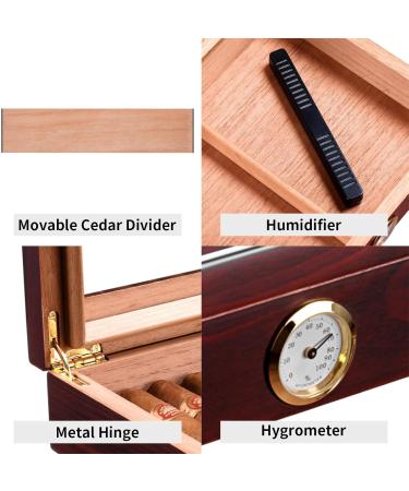 CIGARLOONG Cigar Humidor Spanish Cedar Desktop Box with Humidifier and Hygrometer Hold up to 25 Cigars(Color:Black) - Buy Online on GoSupps.com