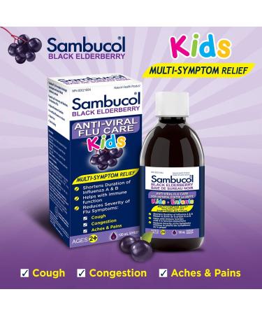 Sambucol Black Elderberry for Kids 120 Milliliter & Black Elderberry Cold & Flu Kids | Relieves Cold & Flu Symptoms | Immune Support & Antioxidant | Gluten Free | 24 Chewable Tablets blue SUPPLEMENT + MEDICATION - Buy Online on GoSupps.com