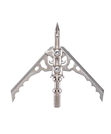 RAGE Hypodermic NC 2-Blade 100gr Hunting Broadhead (R38100), Hybrid Tip, No Collar Blade Lock.035 Thick Swept-Back Angled Blades with a 2 Cutting Diameter, Machined Stainless Steel Ferrule, 3-Pack