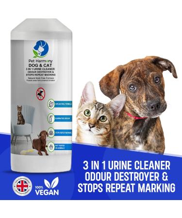 Pet Harmony 3in1 Natural Urine Odour Cleaner Spray Enzymes Stop Repeat Marking Urine Stopper Repellent for puppies dogs cats 2 500ml - Buy Online on GoSupps.com