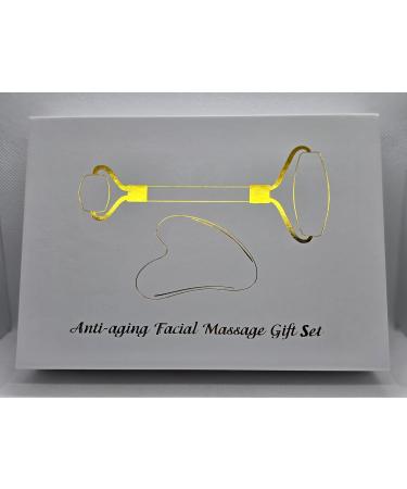 Jade Roller Gua Sha Set Natural Face Roller Skin Care Tools for Puffy Eyes Relief Anti Aging (Amethyst) - Buy Online on GoSupps.com