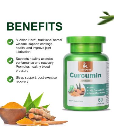Curcumin Turmeric 95% with Celery Seed Sour Cherry Frankincense Extract Glucosamine 5 in 1 Formula 95% Curcuminoid Natural Antioxidant Supplements Support to Joints and Immune Health 1 Bottle - Buy Online on GoSupps.com