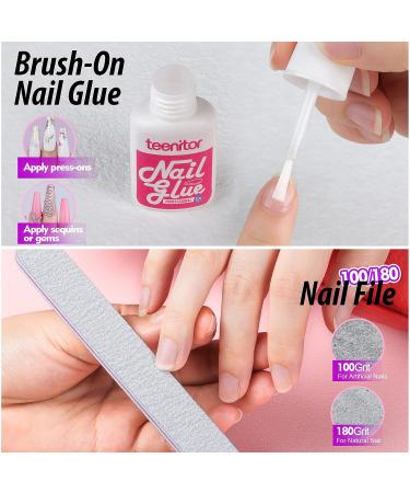 Teenitor 600pcs Clear Coffin Nail Tips Set with Glue, Clipper, Stickers - Long Ballerina False Nails Kit - Buy Online on GoSupps.com