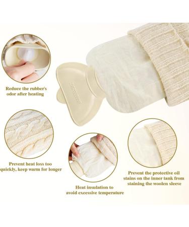 HomeWit 2L Long Hot Water Bottle - Super Soft Chenille Cover & Cotton Cover - Ideal Neck Heat Therapy - Champagne Color - Buy Online on GoSupps.com
