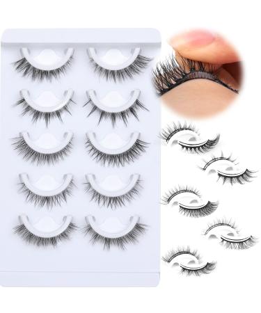 Self Adhesive Eyelashes Natural 5 Styles Self Adhesive Lashes Cat Eye Lashes Wsipy No Glue Spiky Natural False Eyelashes 5 Pairs Self Adhesive Lashes Pack