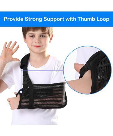 Kids Arm Sling for Shoulder Injury | Breathable Mesh Fabric Shoulder Immobilizer for Boys & Girls | Removable Strap | Large Size for Showering & Beach Use - Buy Online on GoSupps.com