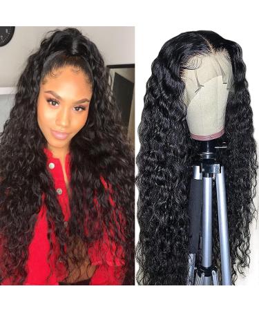 Water Wave Lace Front Wigs Human Hair - HD 13x4  150% Density Wet And Wavy Pre Plucked Curly For Black Women (13x4 Wig 22 Inch)