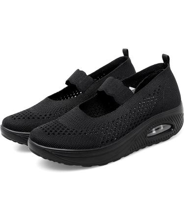 Touchmosees Women Mary Jane Platform Sneakers - Orthopedic Diabetic Walking Shoes - Black/2165, Size 8.5 - Buy Online on GoSupps.com