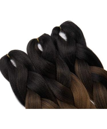 Jumbo Braiding Hair Extensions Colorful Synthetic Hair for DIY Crochet Box Braids Ombre 1Pc 24inch Black to Auburn to Blonde - Buy Online on GoSupps.com