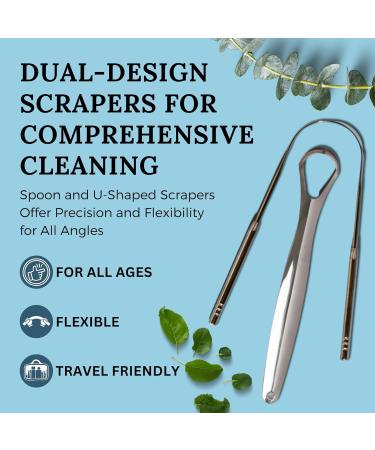 Tongue Scraper Variety Pack - 100% Medical Grade Stainless Steel for Adults & Kids | Easy Oral Care & Hygiene - Buy Online on GoSupps.com