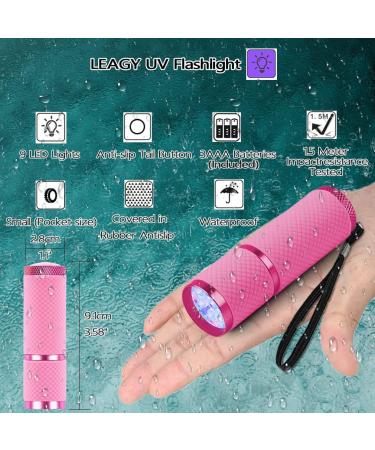 Leagy Mini UV Flashlight 2-Pack - 9 LEDs Pet Urine Detector & More - Ideal for Dog/Cat Stains Bed Bugs and Falsification Detection (Pink) - Buy Online on GoSupps.com