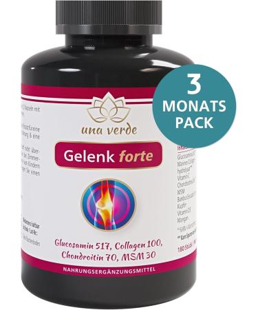 Una Verde Joint Forte 180 Capsules - High Dose Glucosamine Chondroitin MSM Collagen Vitamin C & Copper - Made in France - 3-Month Supply - Buy Online on GoSupps.com