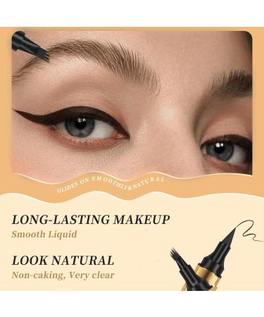 Eyebrow Pencil Liquid Eyebrow Pen 2 in 1 Dual-ended Eyebrow Waterproof & Long Lasting Liquid Eyeliner Pen Four-tip Brow Pencil for Women Gift Black - Buy Online on GoSupps.com