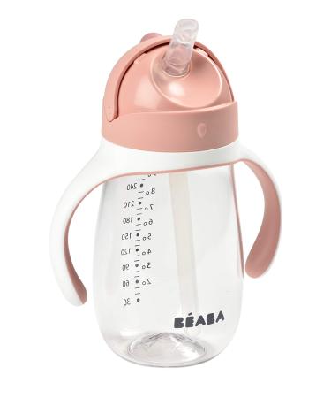 Beaba Straw Sippy Cup  Sippy Cup with Removable Handles  Sippy Cup with Straw  Baby Straw Cup  Toddler Cup  Toddler Straw Cups  8+ months  10 oz  Rose
