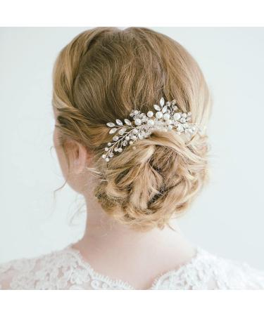 Bridal Flower Side Hair Clips Pearl Flower Hair Piece Wedding Hair Accessories for Brides Bridesmaid Girls Women - Buy Online on GoSupps.com