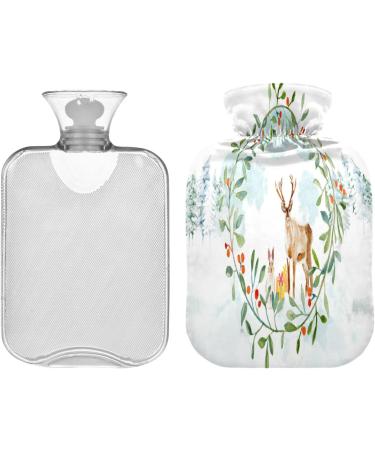 Christmas Deer in the Forest Hot Water Bottle 2L Fleece Cover for Warmth & Comfort | Ideal for Hot & Cold Compresses - Buy Online on GoSupps.com