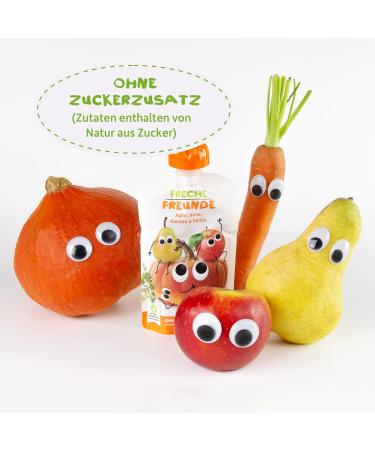 Cheeky Friends Bio Quetschie - Vegan & Gluten-Free Apple Pear Carrot & Pumpkin Squeeze Pouches for Babies & Children (12x100g) - 2x6 Pack - Buy Online on GoSupps.com