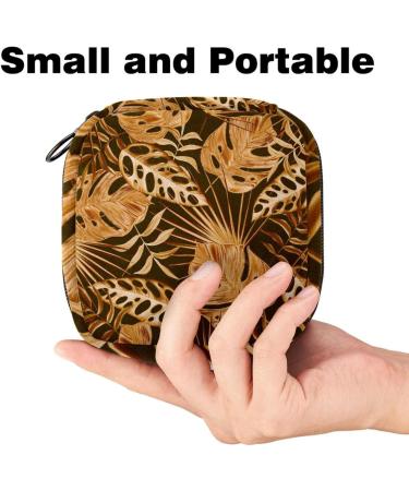Golden Palm Leaves Sanitary Napkin Bag - Portable Period Pouch for Women & Teens - Buy Online on GoSupps.com