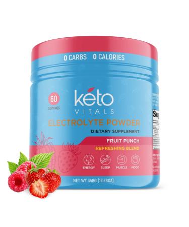 Keto Vitals Electrolyte Powder | Keto-Friendly Electrolytes with Potassium, Magnesium, Sodium, Calcium | Keto Electrolytes Supplement Energy Drink Mix | Sugar-Free, Zero Calories, Zero Carbs Fruit Punch