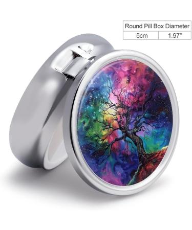 Travel Pill Box Case - 3 Compartment Portable Organizer for Purse & Pocket - Night Tree Design - Buy Online on GoSupps.com