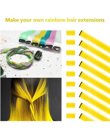 TOFAFA 22 Inch Colored Hair Extensions - Yellow Clip-in Highlights (10 PCS) for Party & Fun Looks - Buy Online on GoSupps.com