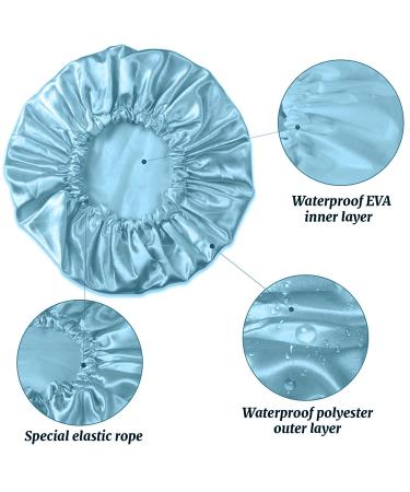 Smilco Reusable Waterproof Shower Caps for Women - 2 Pack EVA Hair Caps with Double Waterproof Layers for Hair Protection in Purple and Blue - Buy Online on GoSupps.com