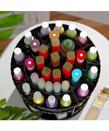 360 Rotating Black Makeup Organizer | 7 Layers Large Capacity Cosmetic Storage | Acrylic Organizers for Brushes, Lipsticks | Bathroom Vanity - Buy Online on GoSupps.com