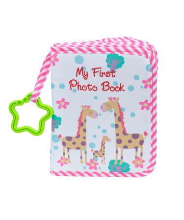 Baby Photo Album - Baby Personalised Memory Album Cute Giraffe Photo Album Record First Keepsake for Newborns Toddlers Kids Growing Journal Safe Soft Fabric Photo Album Pink Giraffe (Pink)