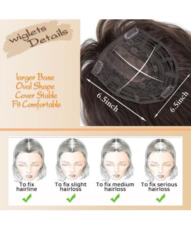 Nexyshe Hair Topper 14 Inch Wavy Hair Toppers with Bangs 6.5''X6.5'' Gluless Wig for Women Synthetic Hair Pieces for Thinning Hair Rich Brown - Buy Online on GoSupps.com