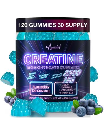 Asumtal Creatine Monohydrate Gummies Complex 8500 MG for Men & Women 120 Count