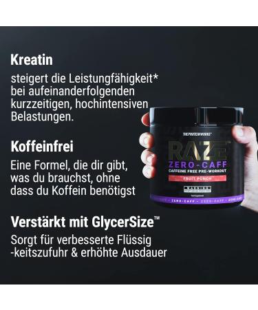 Protein Works Raze Zero-Caff Pre Workout - Stimulant-Free Fruit Punch | Citrulline & Creatine | 30 Servings | International Shipping Available - Buy Online on GoSupps.com