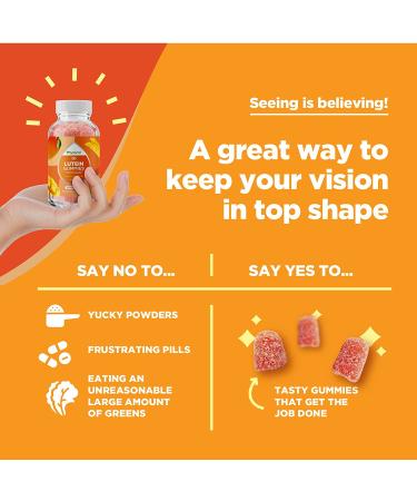 Lutein & Zeaxanthin Vegan Gummy Eye Vitamins for Adults | Eye Health & Vision Clarity Support - Blue Light Protection | Lutein Gummies - Buy Online on GoSupps.com