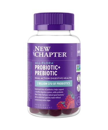 New Chapter Probiotic Gummies for Women and Men All-Flora (1 Month Supply) 55% Less Sugar+ Formulated for Holistic Gut Health Support with Probiotics + Prebiotic Fiber + 100% Vegan + Non-GMO 60 Count (Pack of 1)