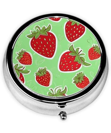 Lovely Strawberry Mini Round Pill Box | 3-Compartment Portable Pill Organizer for Travel & Home - Buy Online on GoSupps.com