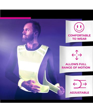 247 Viz Reflective Running Vest - High Visibility Safety Gear for Men & Women | Stay Visible & Safe While Running & Cycling | Adjustable Waist & 2 Reflective Bands | Large Pocket | Light & Comfy Yellow Vest (L/XL) - Buy Online on GoSupps.com