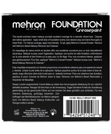 Mehron Greasepaint Foundation - 1.25 oz Really Bright Red | Stage & Body Paint for Halloween Makeup - Buy Online on GoSupps.com