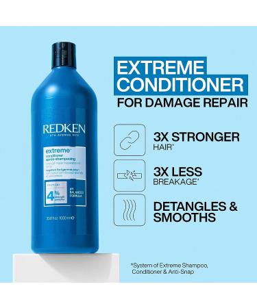 Redken Extreme Conditioner for Damaged Hair 33.8 Fl Oz | Strengthen & Protect with Protein-infused Formula - Buy Online on GoSupps.com