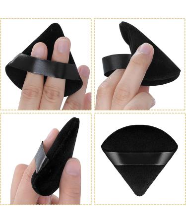 Sibba 4pcs Triangle Powder Puffs - Washable & Reusable Makeup Sponges for Face & Body - Soft Plush Sponge for Wet/Dry Loose Powder - Black - Buy Online on GoSupps.com
