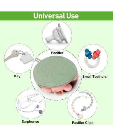 Pacifier Holder Case Set 4 Pack: 2 Portable Silicone Pouch Bags + 2 Transparent Storage Boxes, BPA-Free & Easy to Clean (Green & Grey) - Buy Online on GoSupps.com