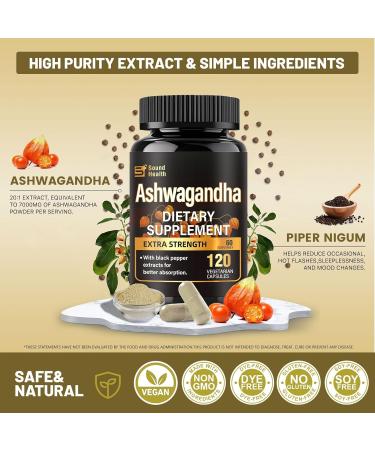 Sound Health Bloom Ashwagandha Capsules Supplements - Ashwagandha Powder for Women & Man | Vegan Plant Based Gluten-Free Non-GMO | 120 Capsules (60 Servings) - Buy Online on GoSupps.com