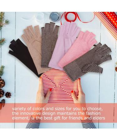 Compression Rheumatoid Arthritis Gloves for Joint Pain Relief - Fingerless Hand Mitten for Carpal Tunnel Support - Pink - Women Men - Buy Online on GoSupps.com