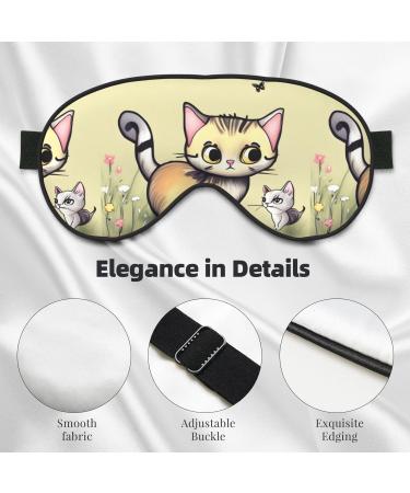 Cat and Butterfly Adjustable Sleep Eye Mask - Unisex Blackout Design for Home Travel Yoga & Office Naps - Buy Online on GoSupps.com